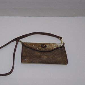 Saddle Barn Pony Hair Western Mini Clutch Shoulder Bag EUC